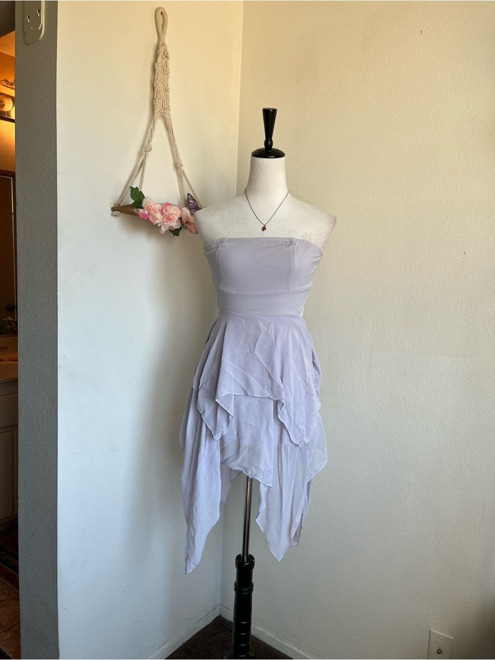 Forver 21 Fairycore Strapless Lavender Asymmetric Dress size XS
